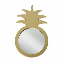 Miroir Ovale Ananas, Dorée, L.30 X H.50 Cm
