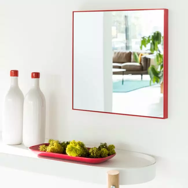 Miroir Carré Jo, Rouge, L.30.6 X H.30.6 Cm 3 Miroir Carré Jo, Rouge, L.30.6 X H.30.6 Cm