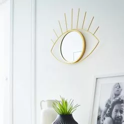 Miroir Ovale Oeil, Dorée, L.36 X H.31 Cm