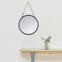 Miroir Rond Corde, Noir Diam.50 Cm