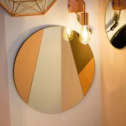 Miroir Rond Fumé Rose Diam.50 Cm