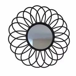 Miroir Rond Rosa Rotin, Noir Diam.55 Cm
